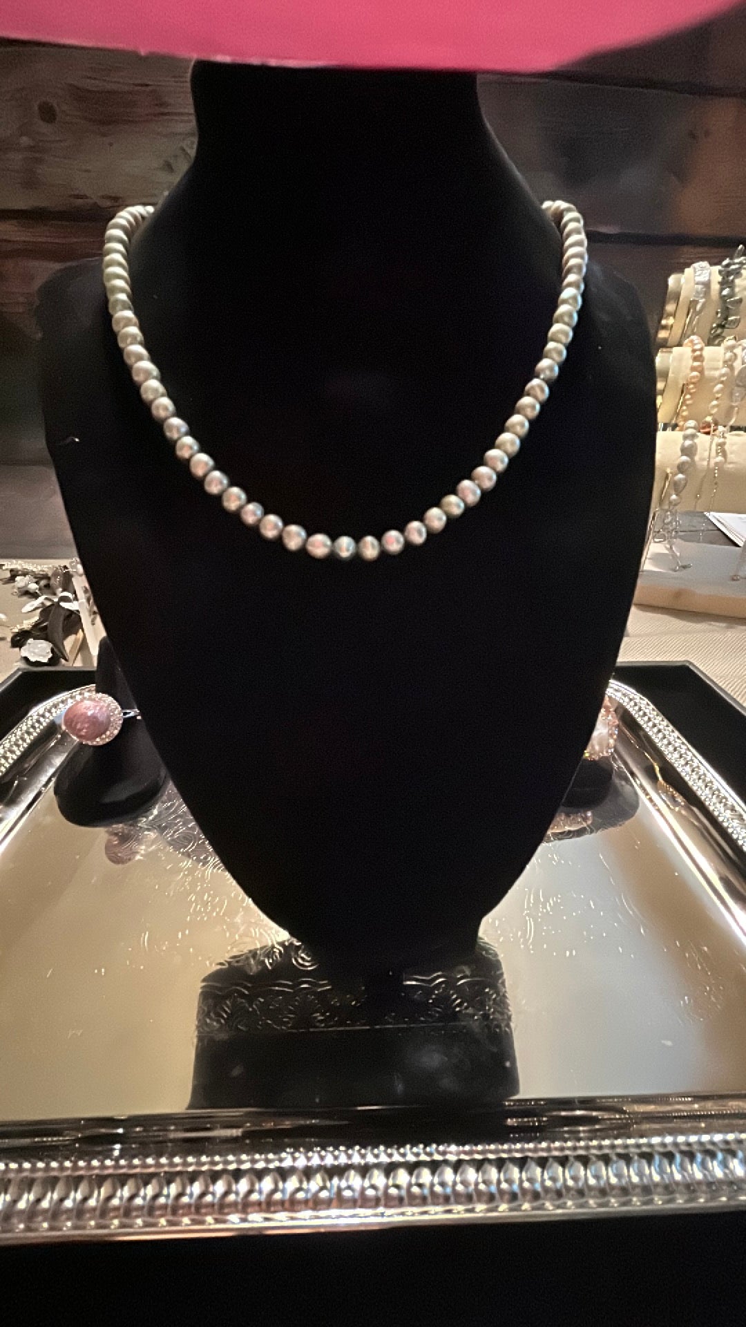 Light green freshwater pearl necklace