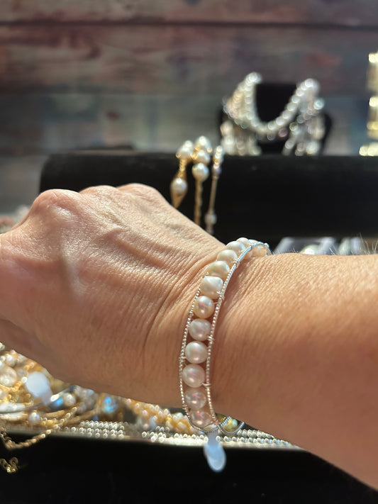 Freshwater pearl cuff bracelet