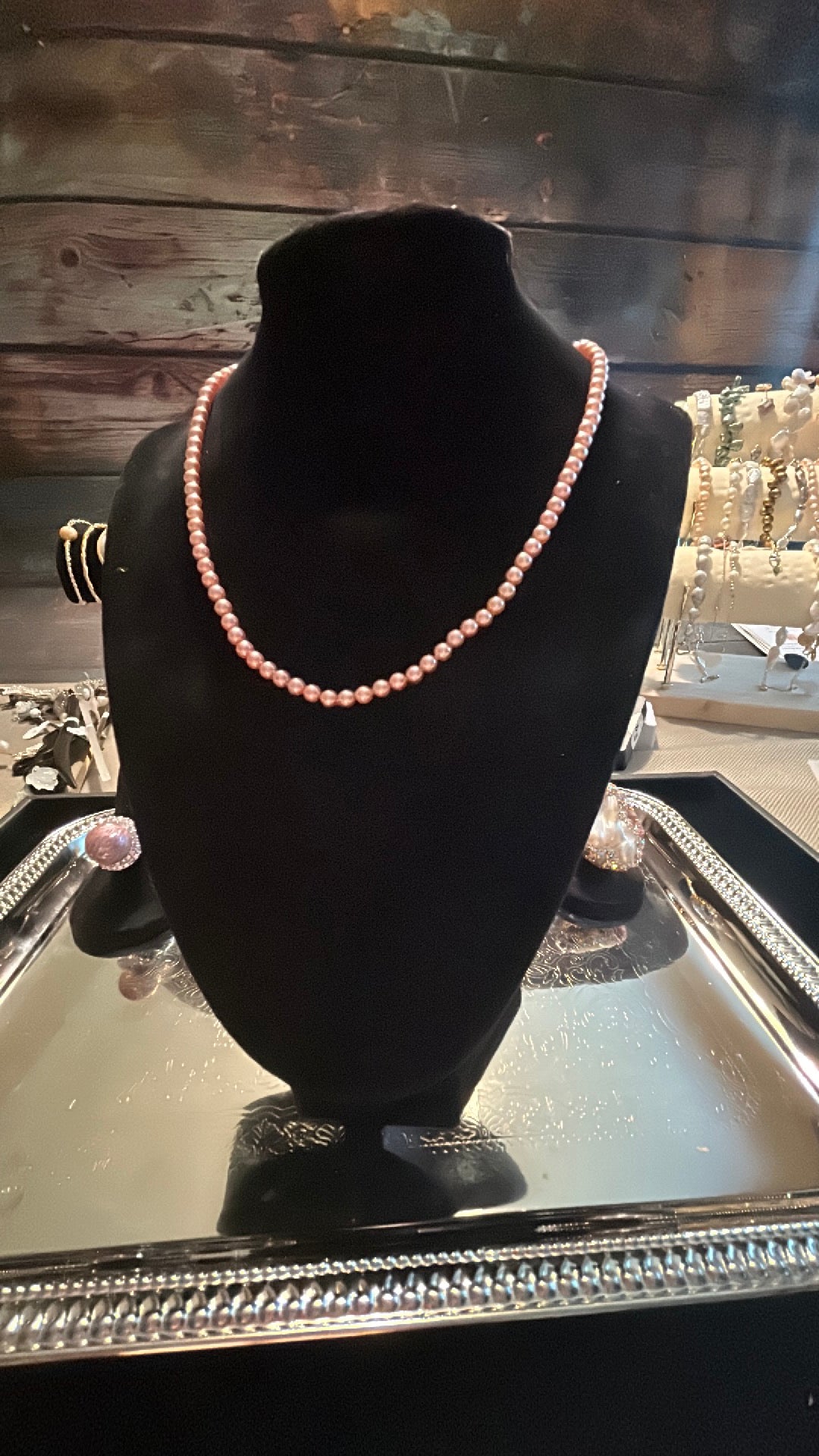 Dark pink freshwater pearl necklace